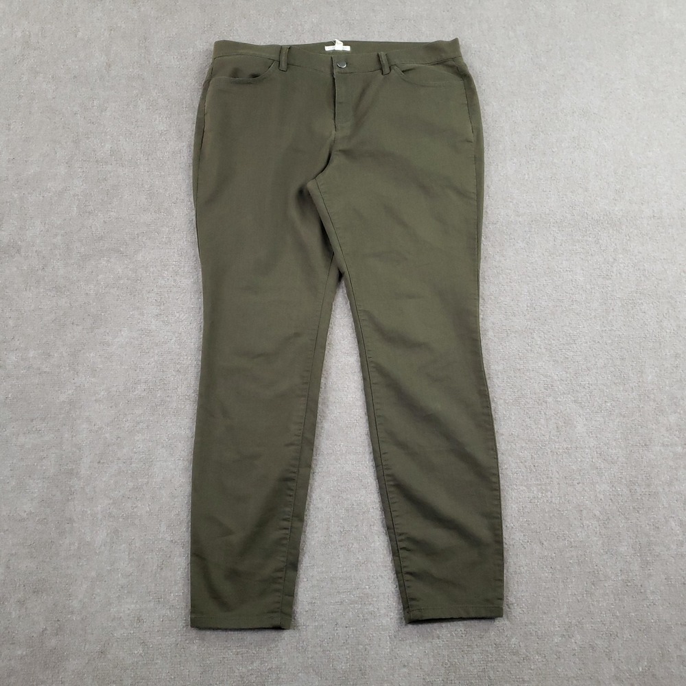 Eileen Fisher‎ Pants Womens 16 Green Twill Chino Stretch Tapered Leg Casual Z